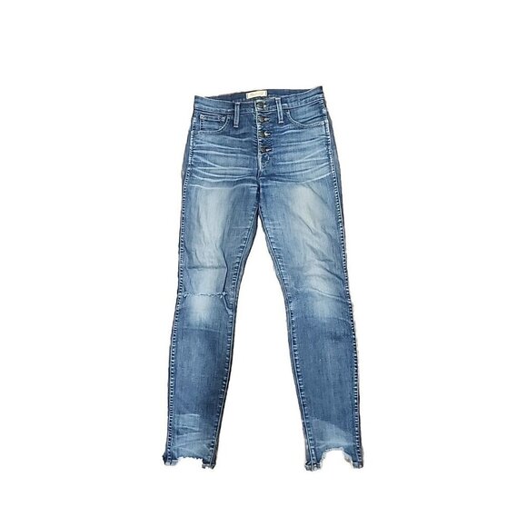 Madewell Jeans Womens 10" High-Rise Skinny Chewed Hem Button Fly 27 - Picture 1 of 11